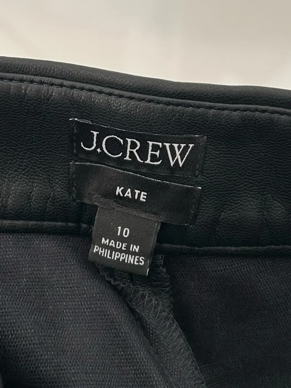 J. Crew Kate Faux Leather Straight Leg Pant Black 10
